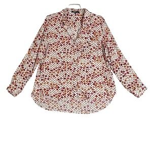 Velvet Heart Top Women Sz Large Fall Colors Roll Tab Sleeves Cranberry Pumpkin